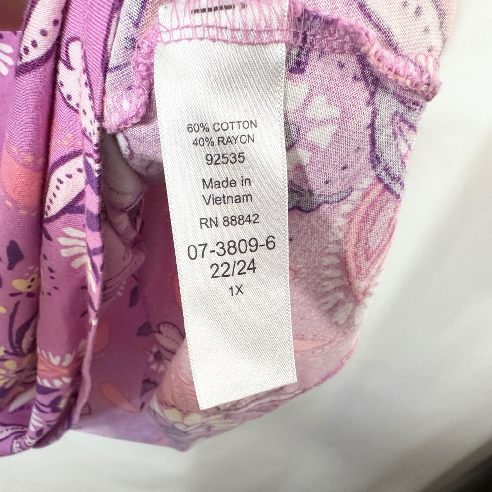 Woman Within Plus Size 22/24W Top 1X Purple Floral Off Shoulder Feminine 719 - Picture 9 of 10